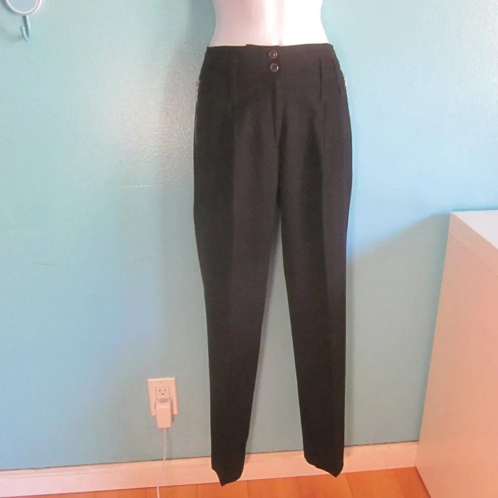 Michael Kors Womens Size 0 Black Tapered Dress Pants Zipper Pockets